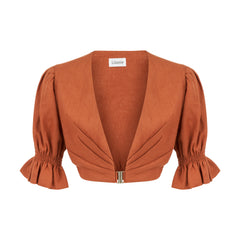 Marrakesh Puff Sleeve Crop Top - Brick