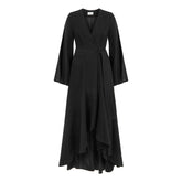 Monte Carlo Loose Fit V Neck Long Dress - Black