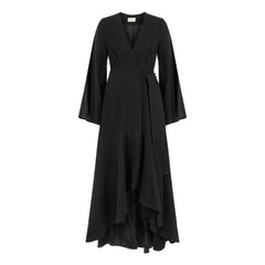 Monte Carlo Loose Fit V Neck Long Dress - Black
