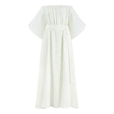 Portofino Wavy Sleeve Long Dress - White