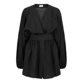 Sardinia Loose Arm Long Sleeve Short Dress - Black