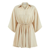 Valencia Oversize Fit Open Neck Short Jumpsuit - Beige