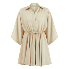 Valencia Oversize Fit Open Neck Short Jumpsuit - Beige