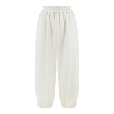 Tokyo Loose Fit Elastic Waist Wide Leg Pants - White