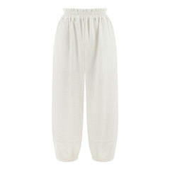 Tokyo Loose Fit Elastic Waist Wide Leg Pants - White