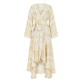Madrid Loose Fit V Neck Long Dress - Gold