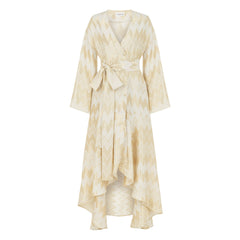 Madrid Loose Fit V Neck Long Dress - Gold