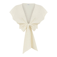 Rio Front Tied Crop Dizayn Top - Beige