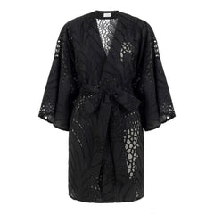 Victoria Overlapped Loose Arm Short Caftan - Black
