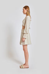 Venice Loose Fit Elastic Waist Mini Shorts - Beige