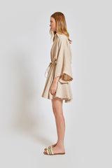 Valencia Oversize Fit Open Neck Short Jumpsuit - Beige
