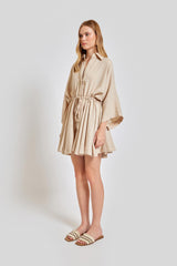 Valencia Oversize Fit Open Neck Short Jumpsuit - Beige