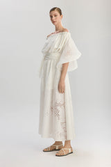Victoria Wavy Sleeves Dress - White