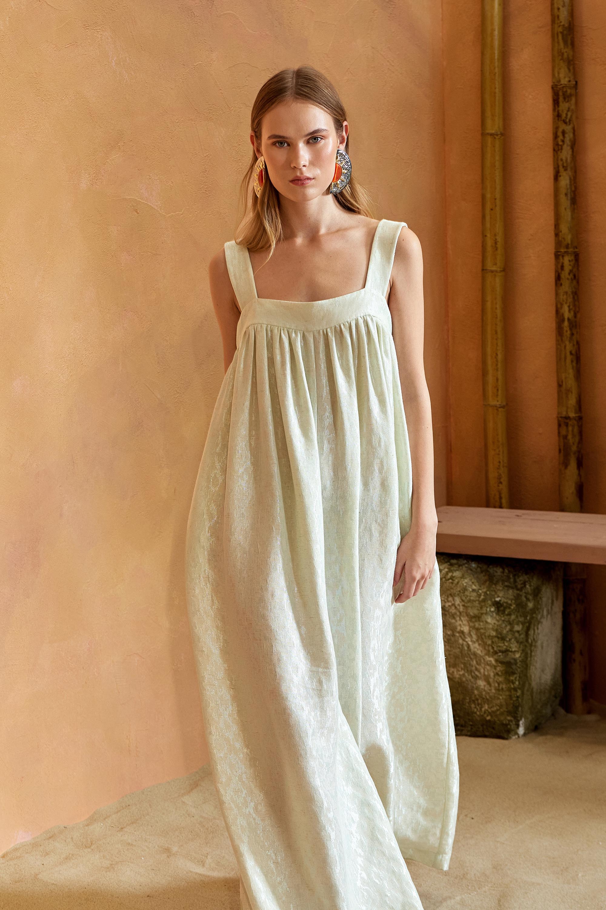 Marseille Baggy Style Square Neck Jumpsuit - Mint