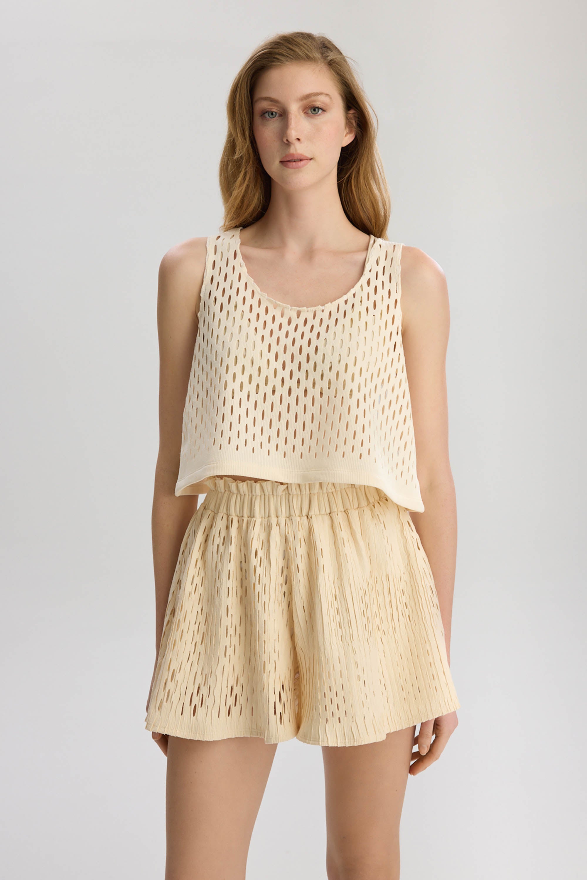 Tulum Loose Fit Sleevless Tank Top - Beige