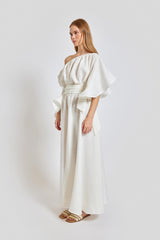 Portofino Wavy Sleeve Long Dress - White