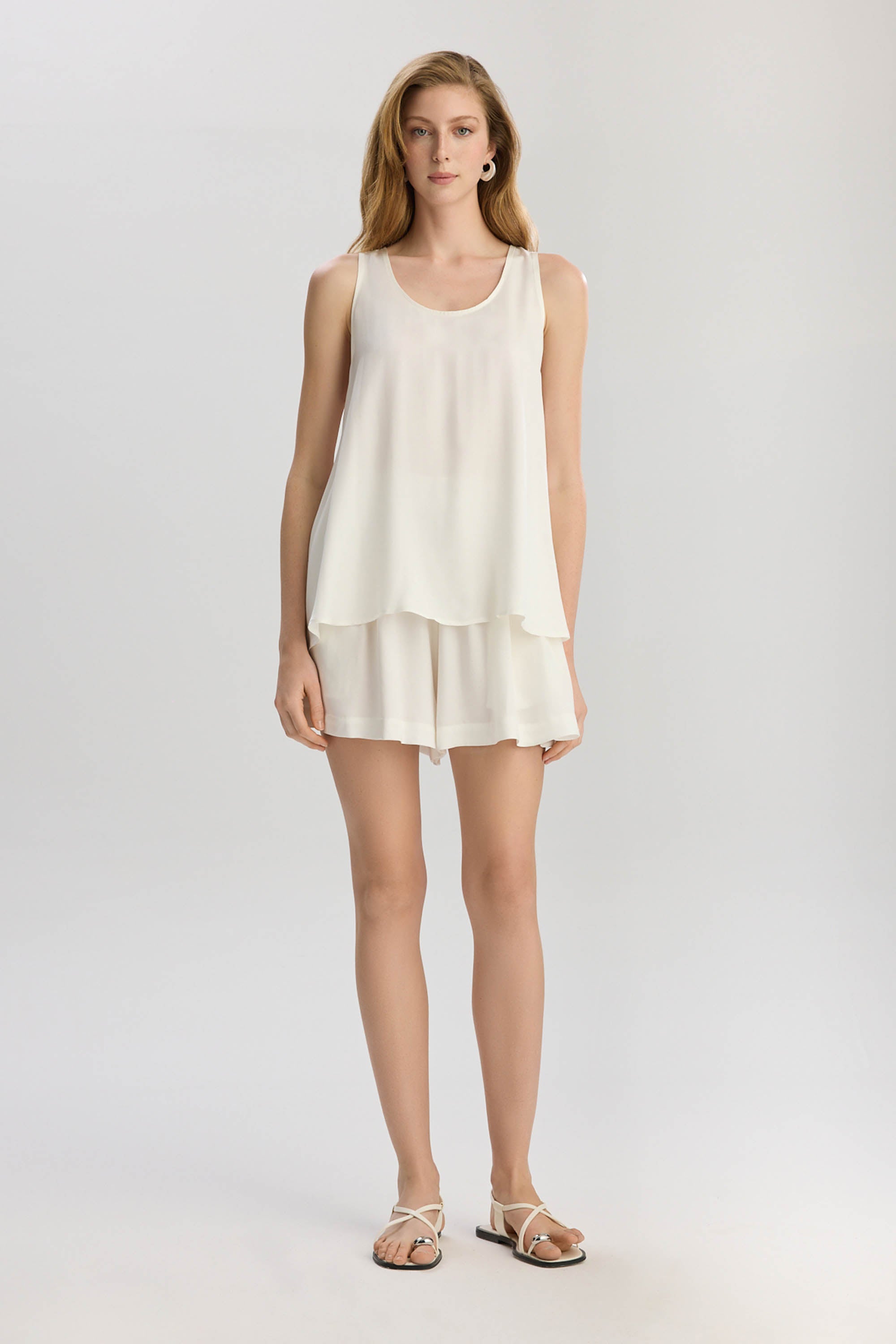 Soho Loose Fit Longline Tank Top - White