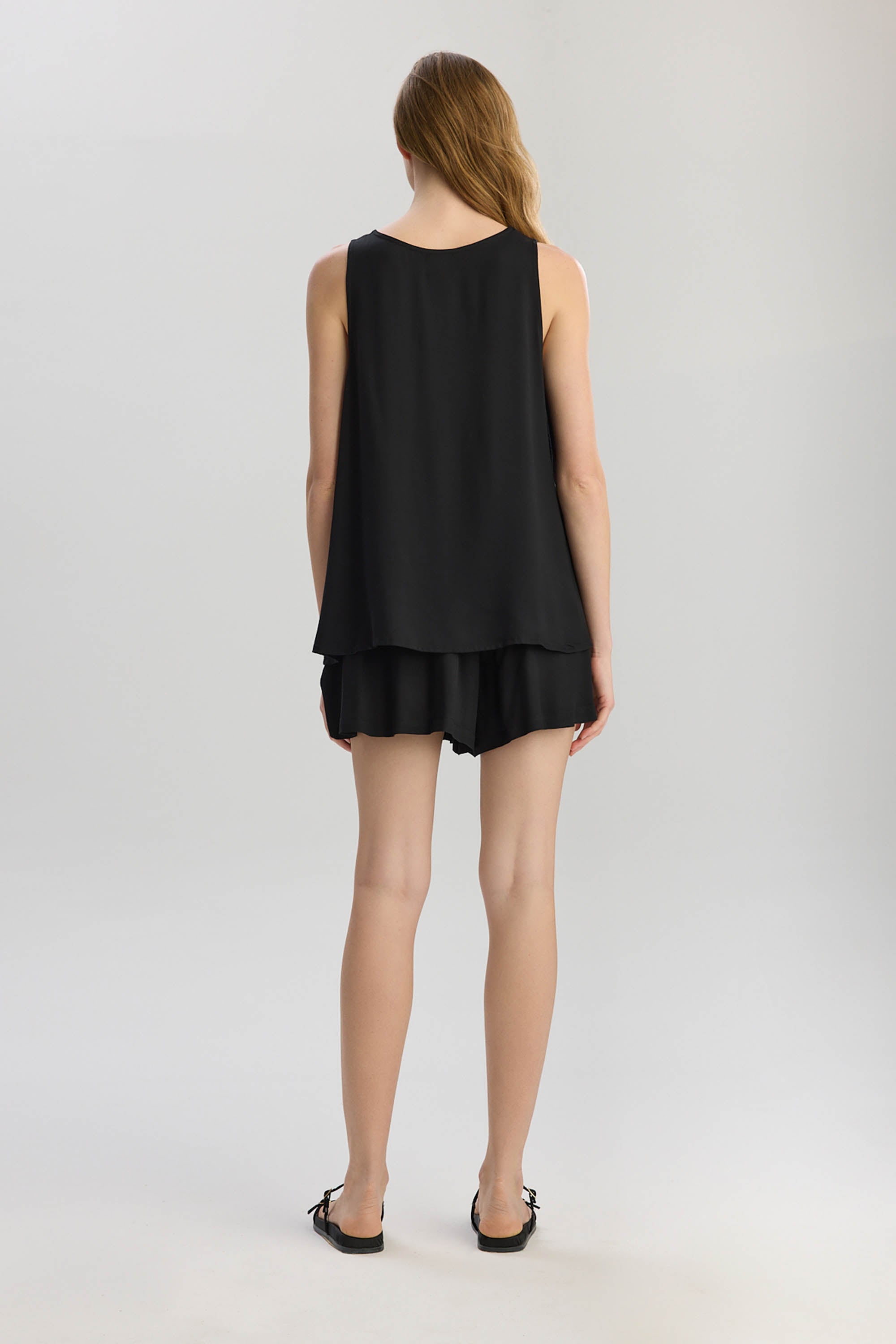 Soho Loose Fit Longline Tank Top - Black