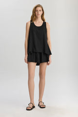 Soho Loose Fit Longline Tank Top - Black