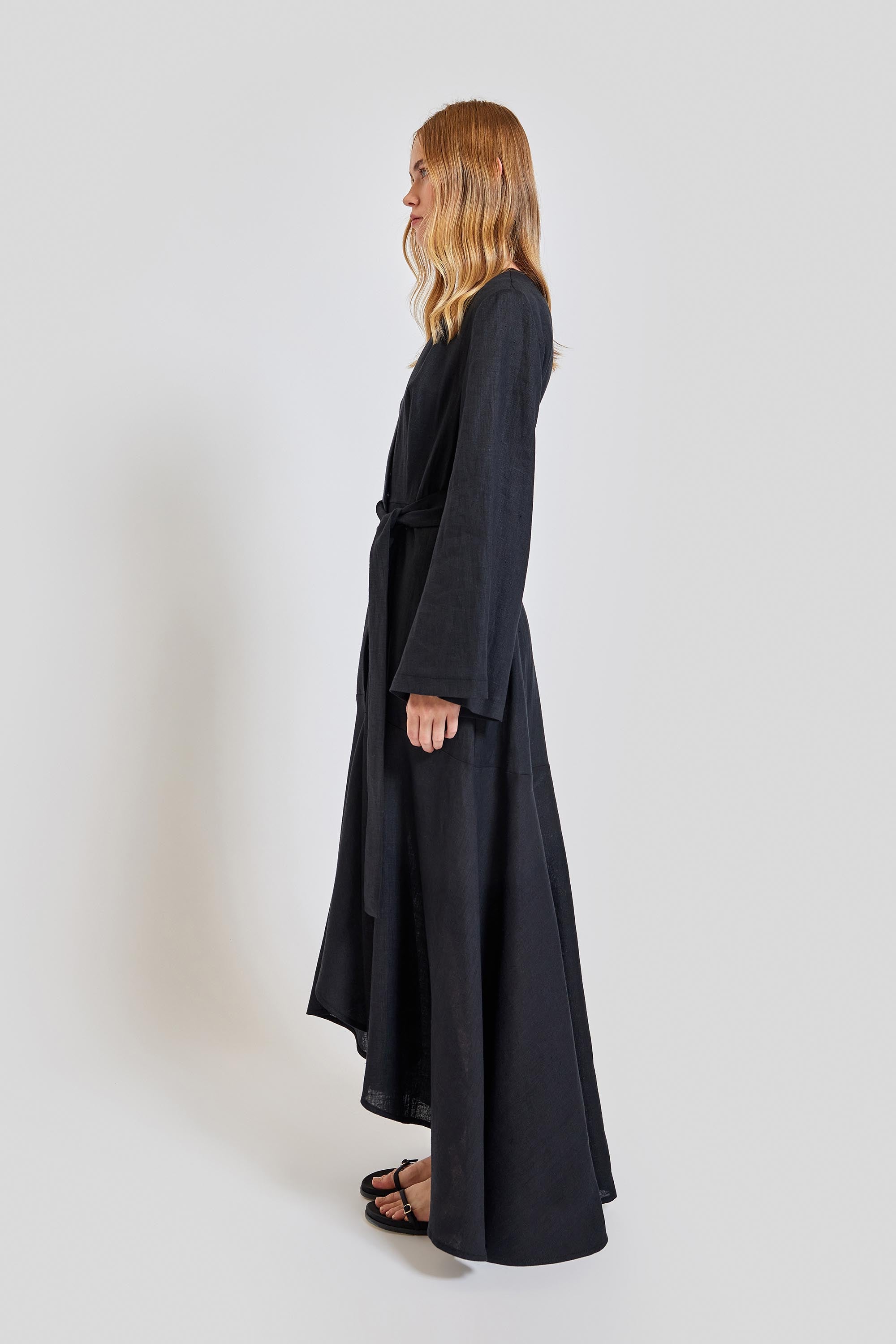 Monte Carlo Loose Fit V Neck Long Dress - Black