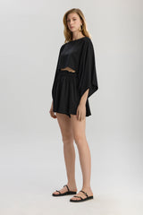 Soho Loose Fit Elastic Waist Line Shorts - Black