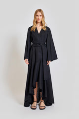 Monte Carlo Loose Fit V Neck Long Dress - Black