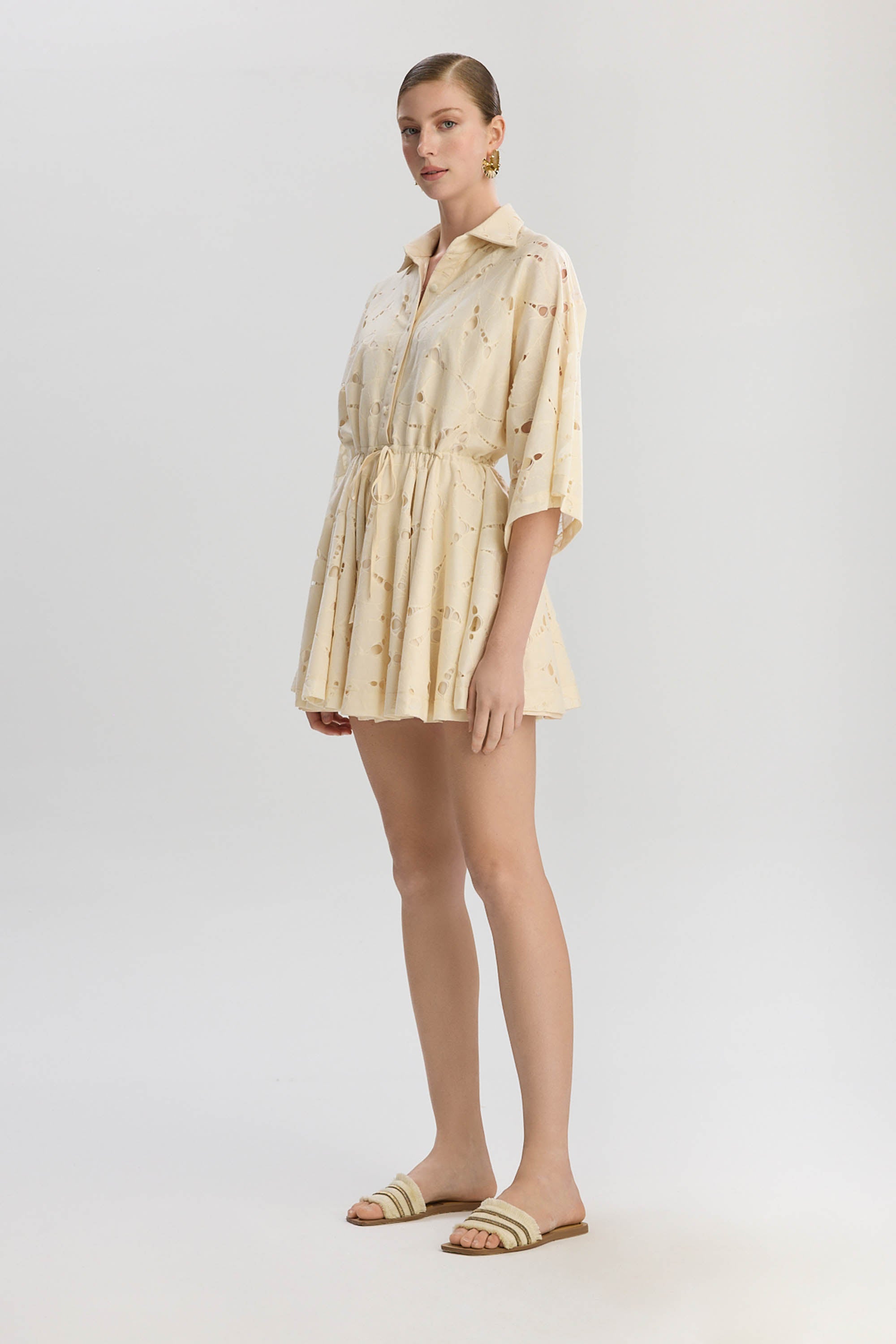 Rome Oversized Short Jumpsuit - Beige