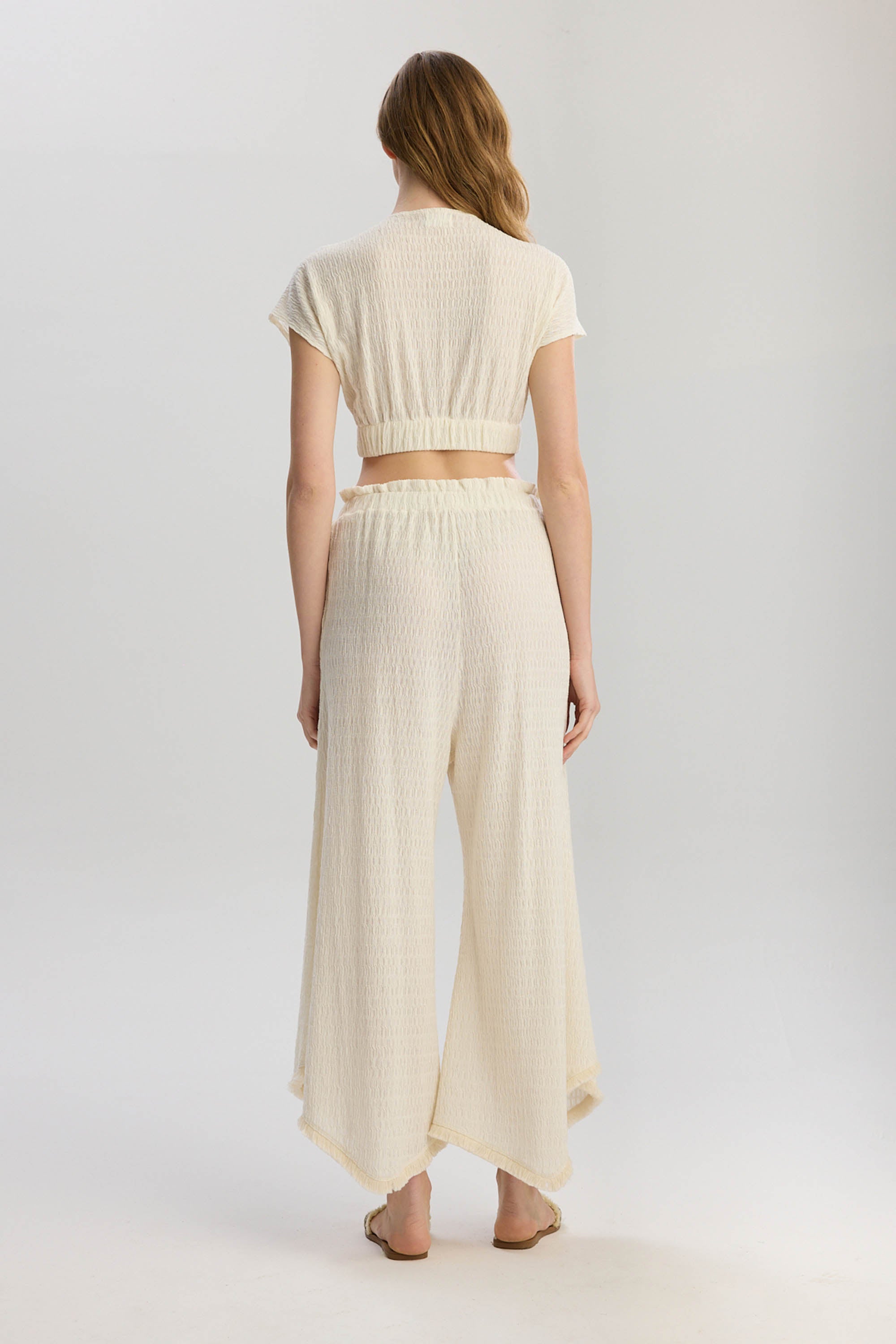Rio Elastic Waist Long Pants - Beige