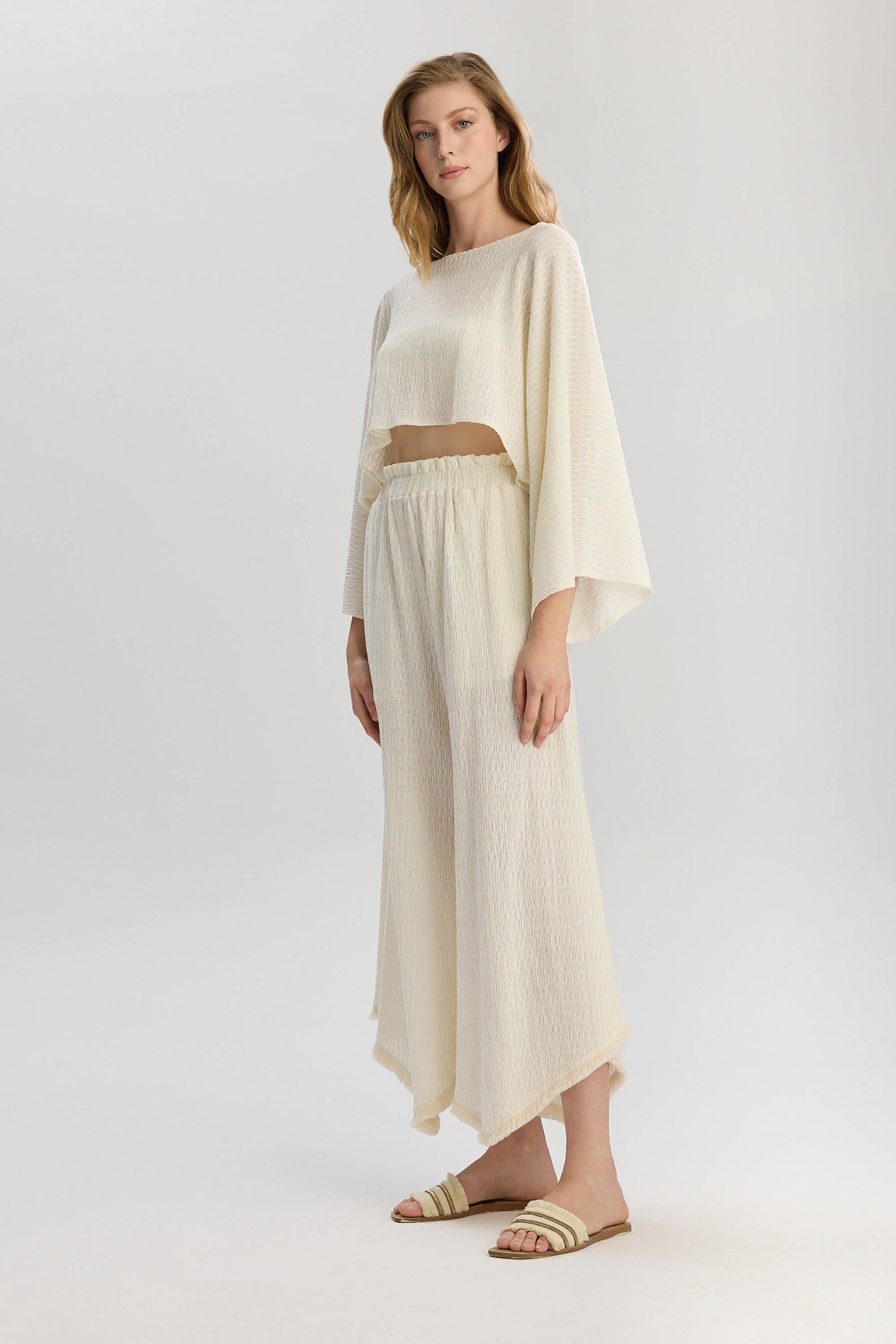 Rio Loose Fit Long Sleeve Blouse - Beige