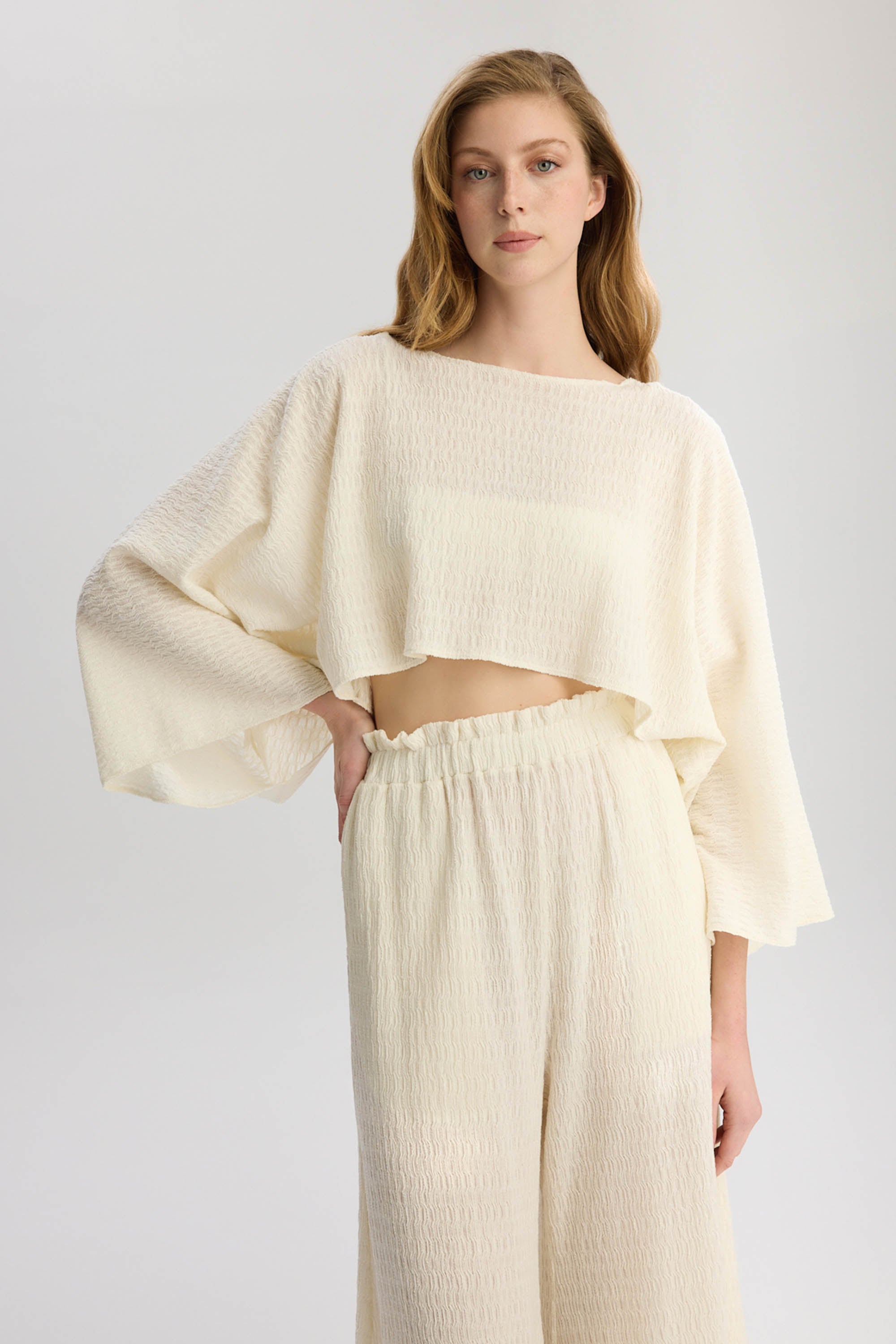 Rio Loose Fit Long Sleeve Blouse - Beige