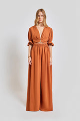 Marrakesh Loose Fit Elastic Waist Long Pants - Brick