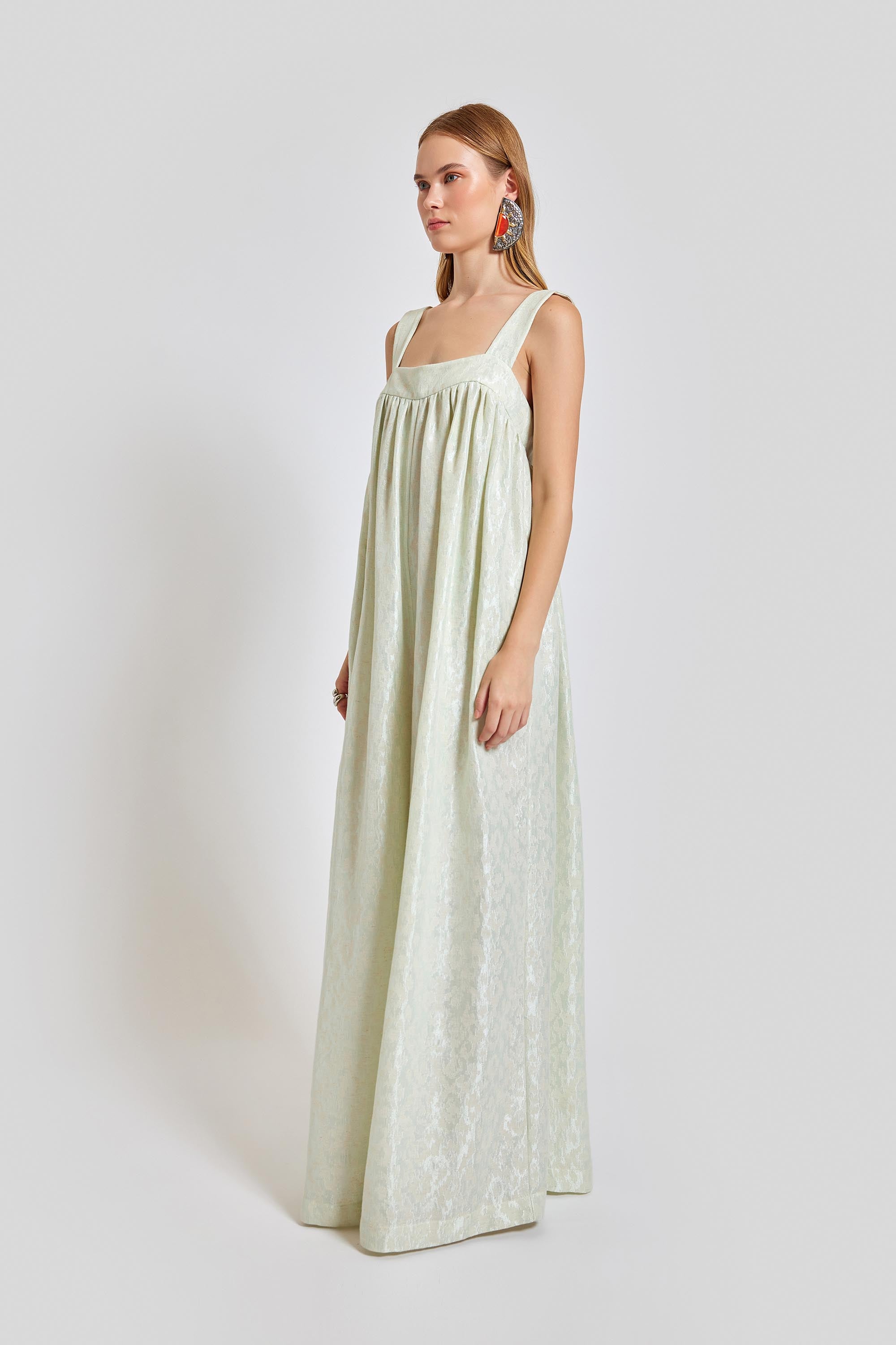 Marseille Baggy Style Square Neck Jumpsuit - Mint