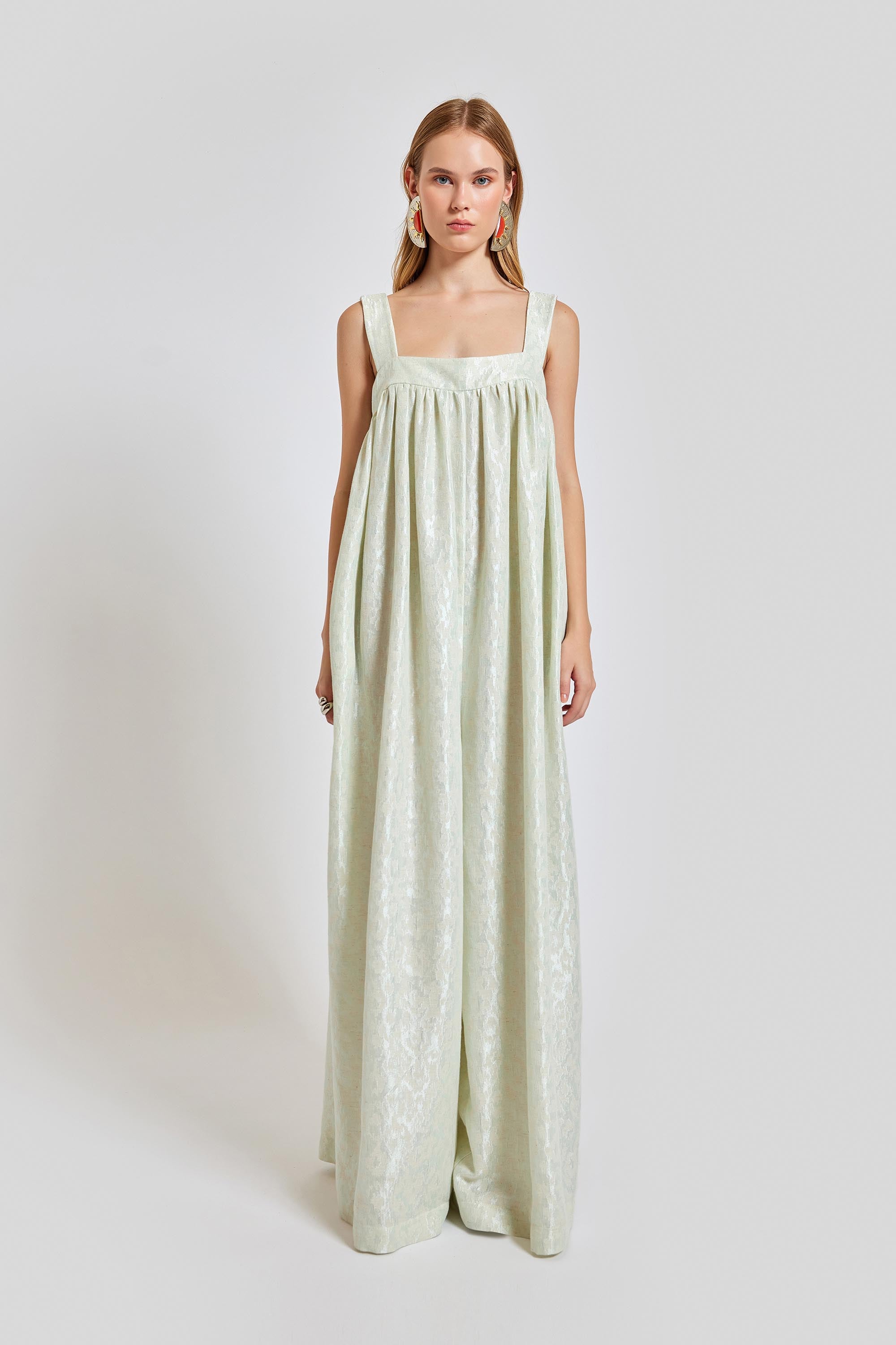 Marseille Baggy Style Square Neck Jumpsuit - Mint
