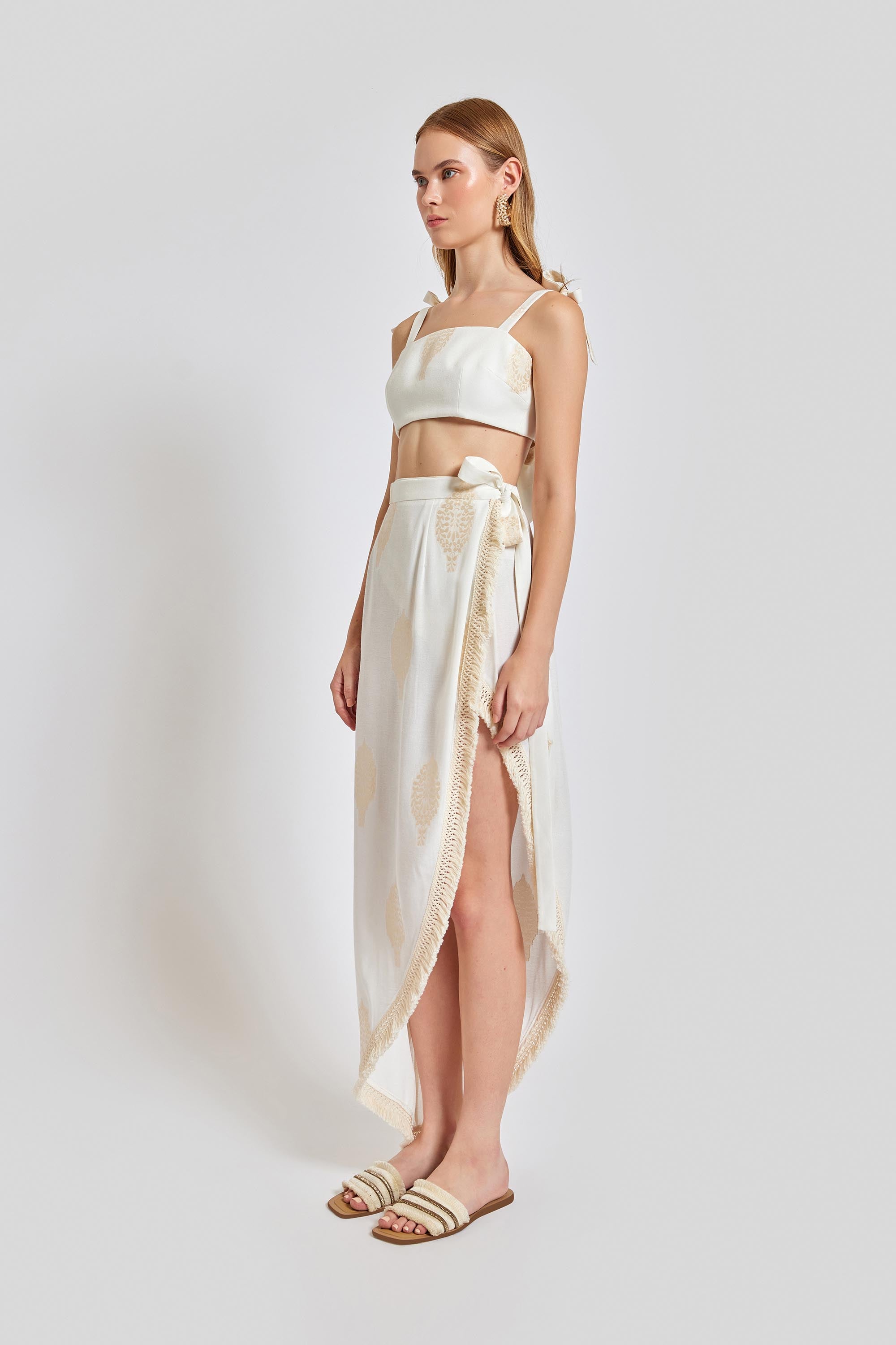 Larissa Strap Detail Bustier Top - White