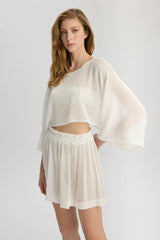 Carmen Loose Fit Elastic Waist Shorts - White