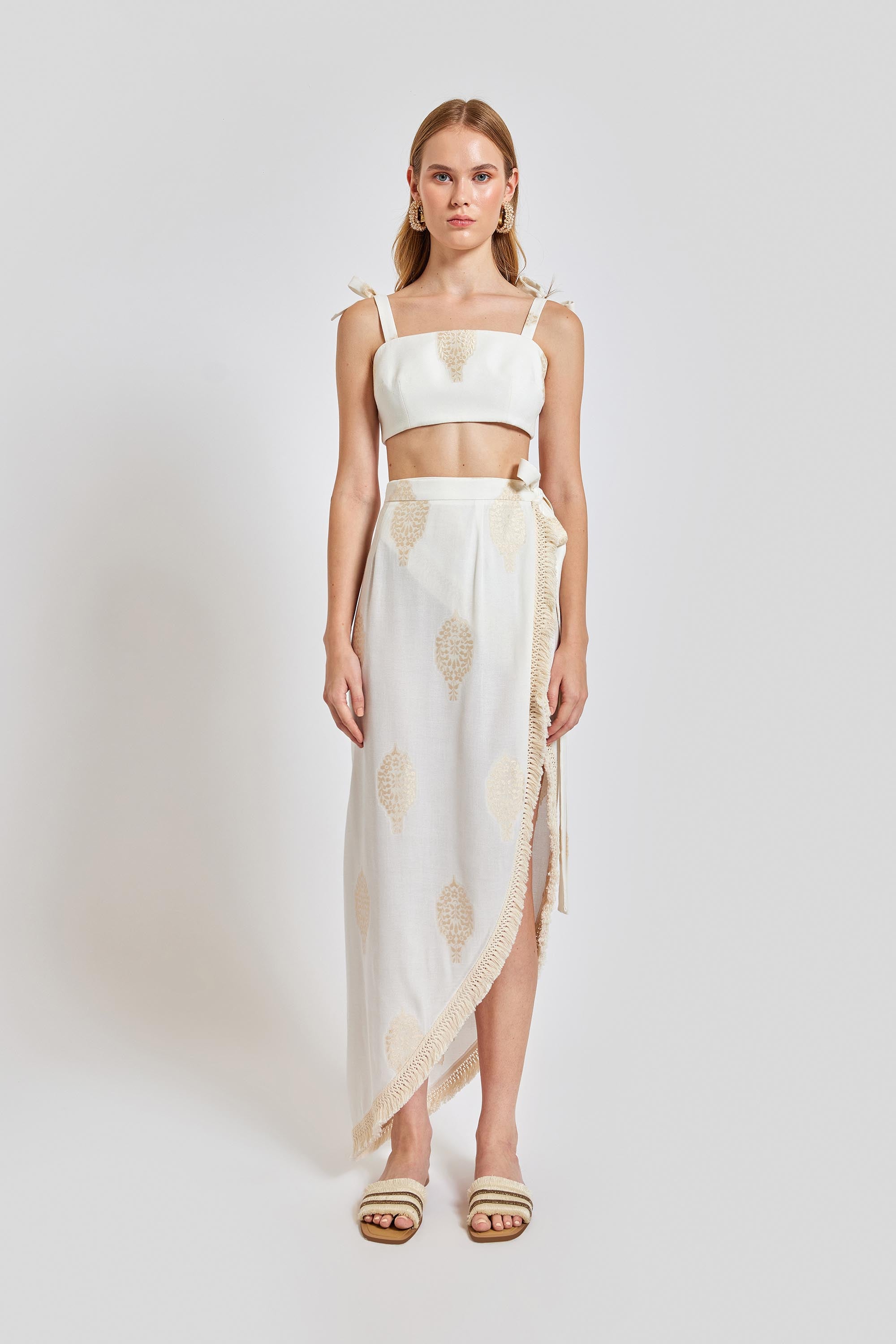 Larissa Strap Detail Bustier Top - White