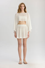 Carmen Loose Fit Elastic Waist Shorts - White