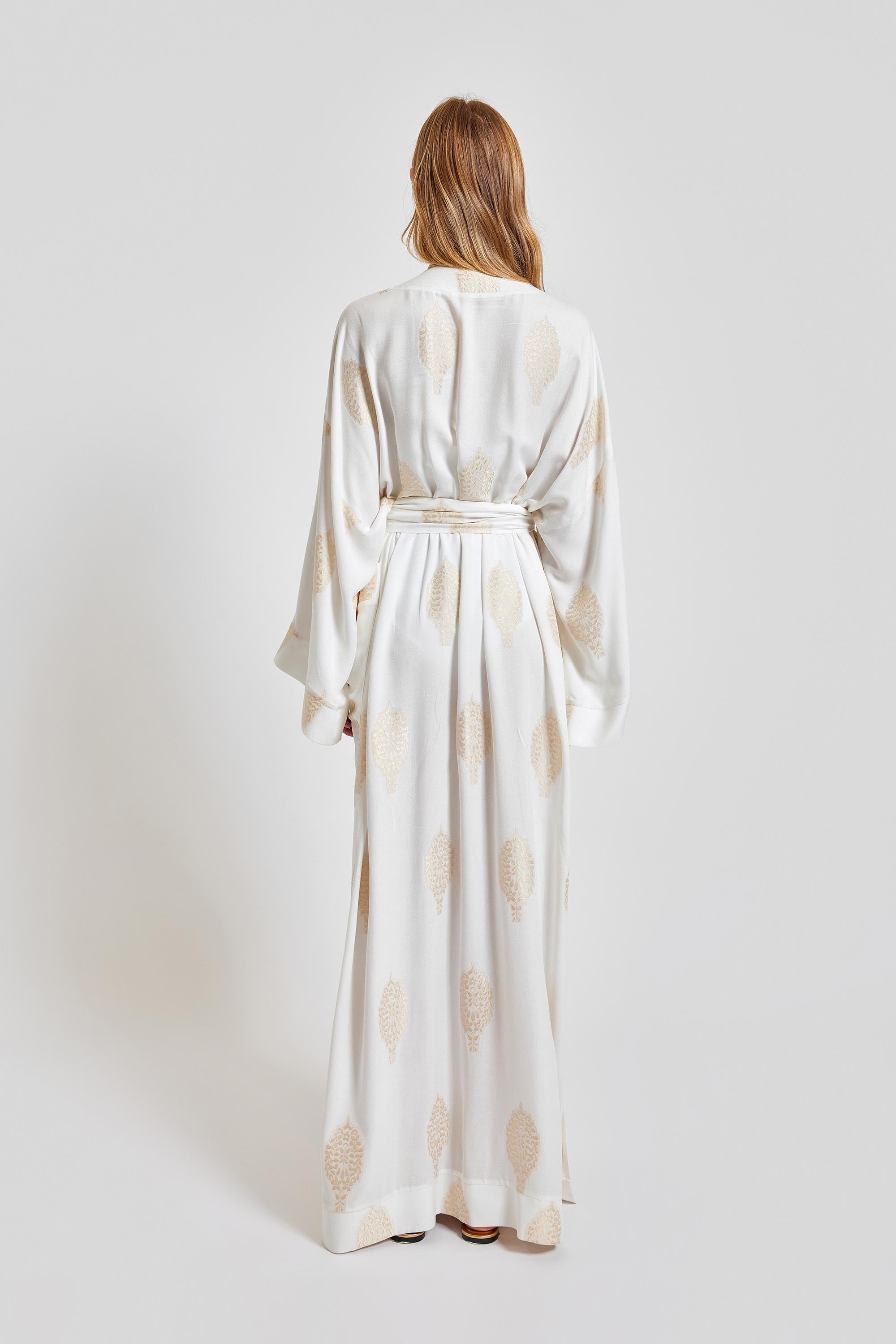 Larissa Long Sleeves Caftan - White