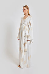 Larissa Loose Fit V Neck Long Dress - White