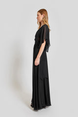 Ibiza V Neck Long Dress - Black