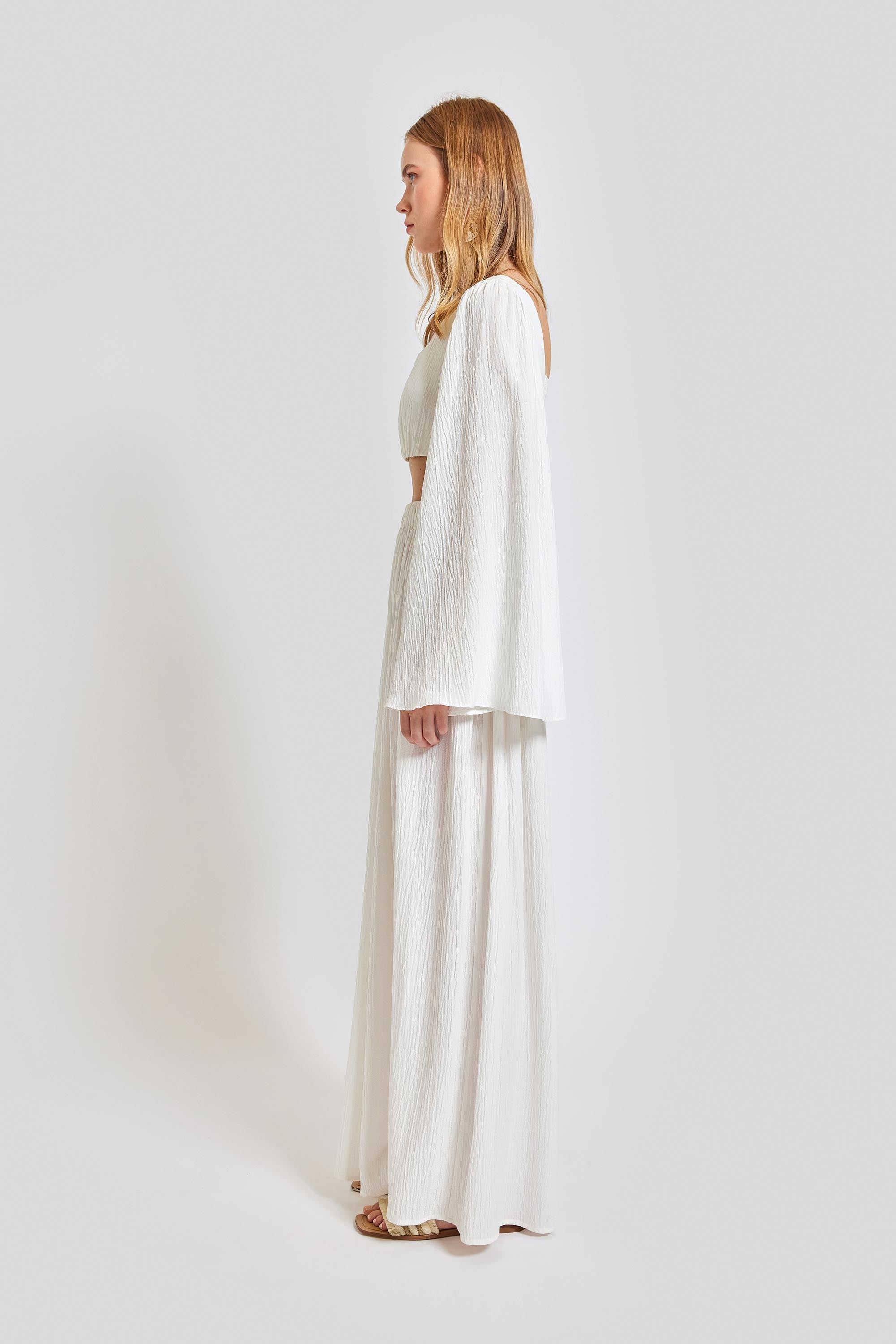 Amalfi Loose Fit Elastic Waist Pants - White