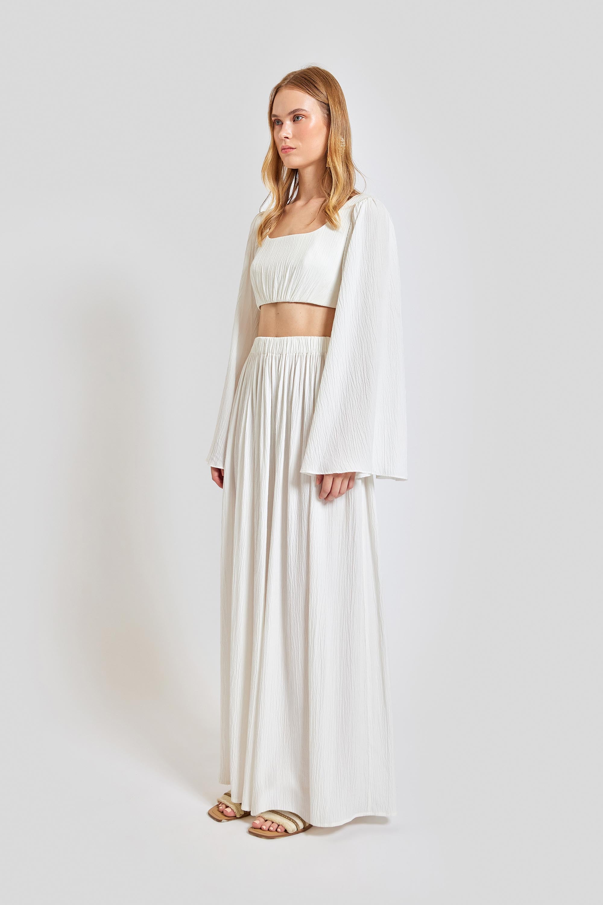 Amalfi Loose Fit Elastic Waist Pants - White