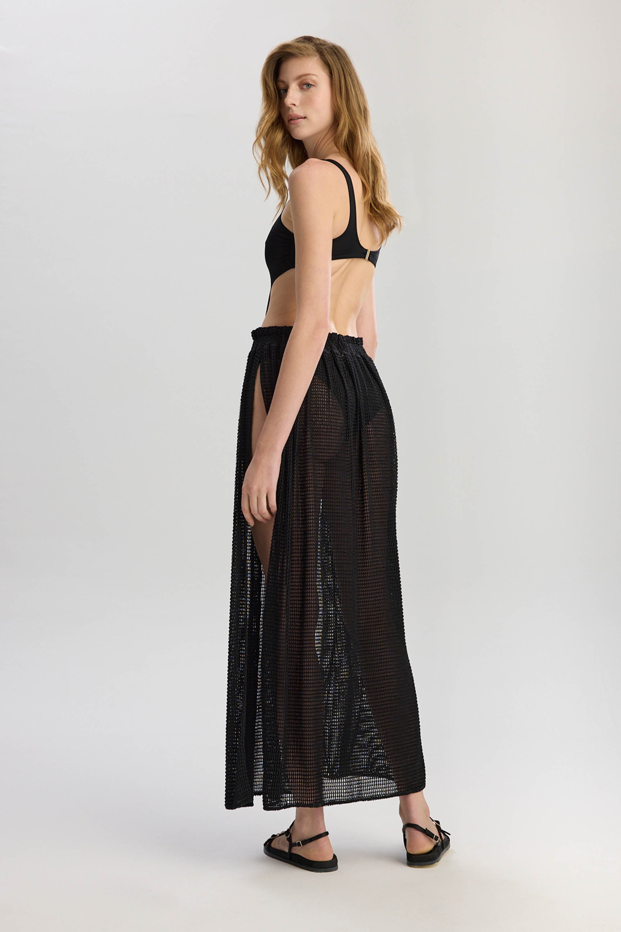 Carmen Side Tie Pareo Skirt - Black
