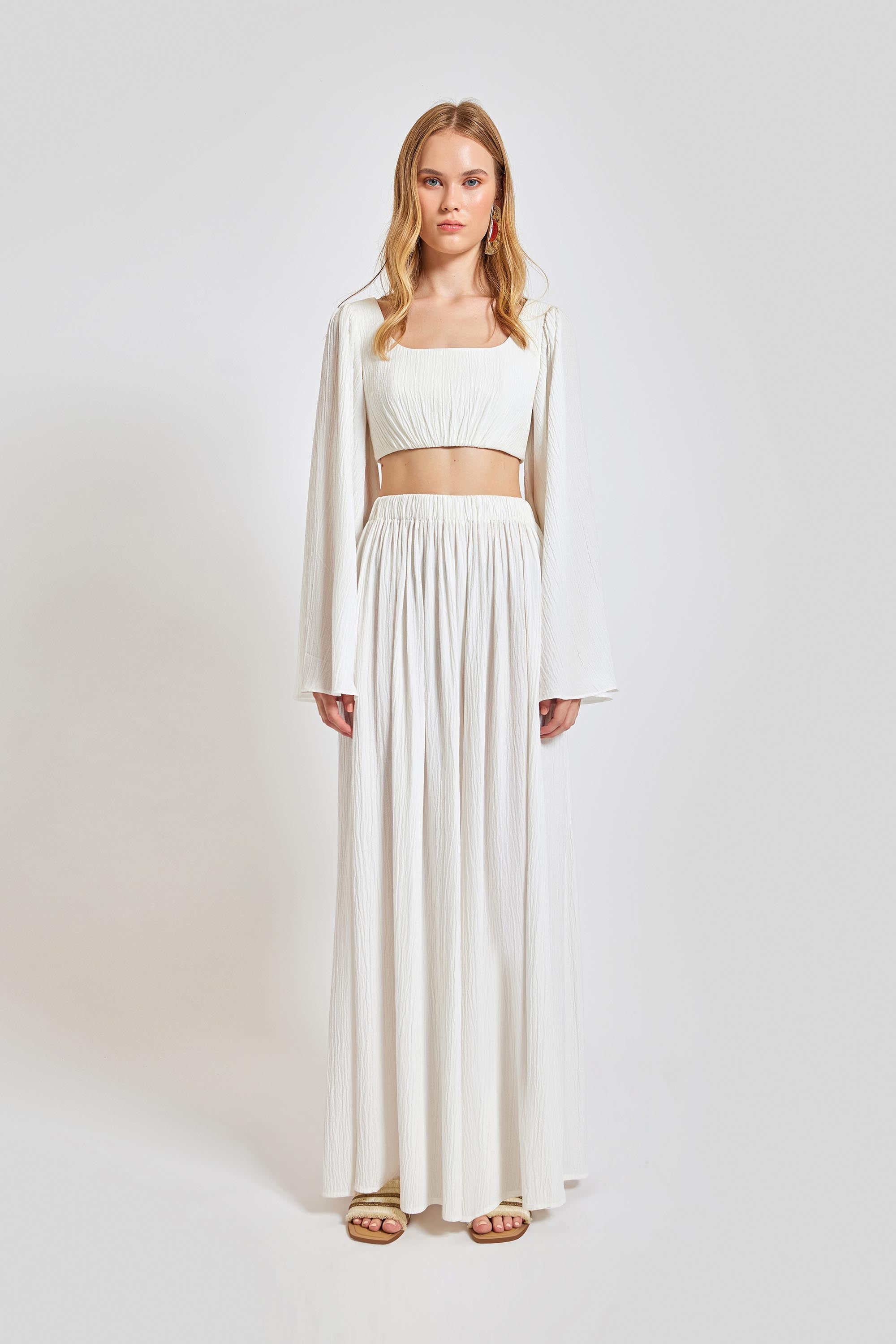 Amalfi Loose Fit Elastic Waist Pants - White