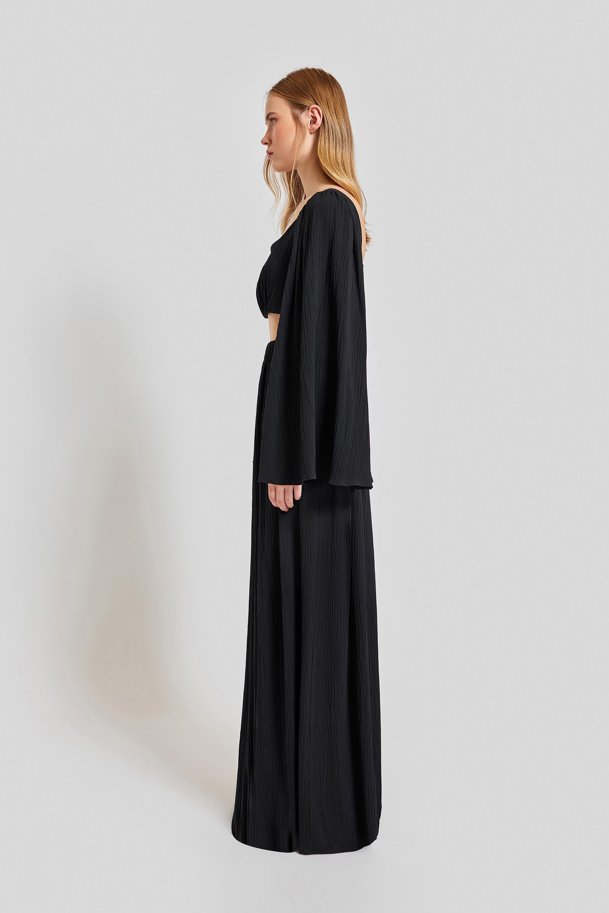 Amalfi Loose Fit Elastic Waist Pants - Black