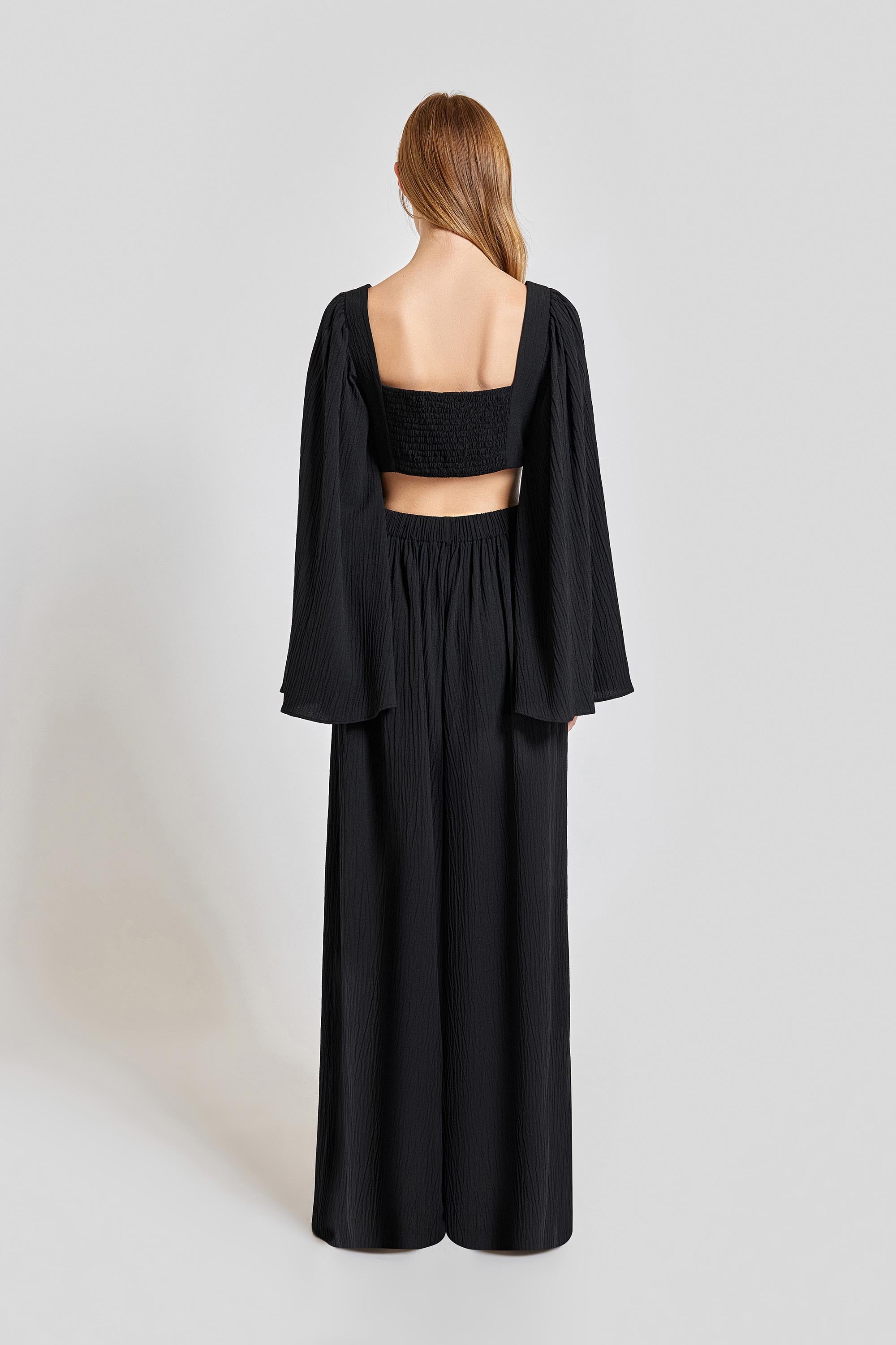 Amalfi Loose Fit Elastic Waist Pants - Black