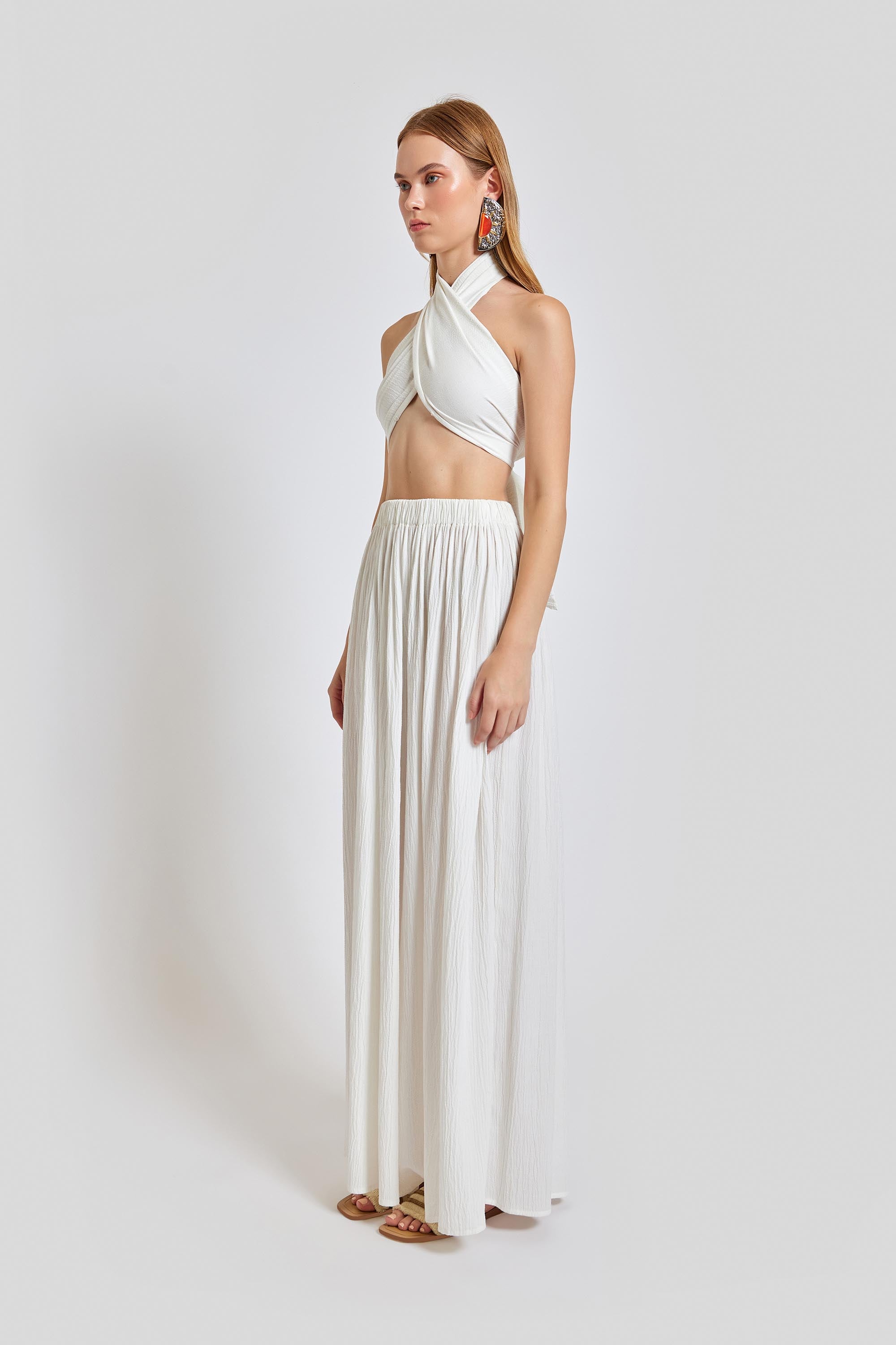 Amalfi Cross Neck Bustier Top - White