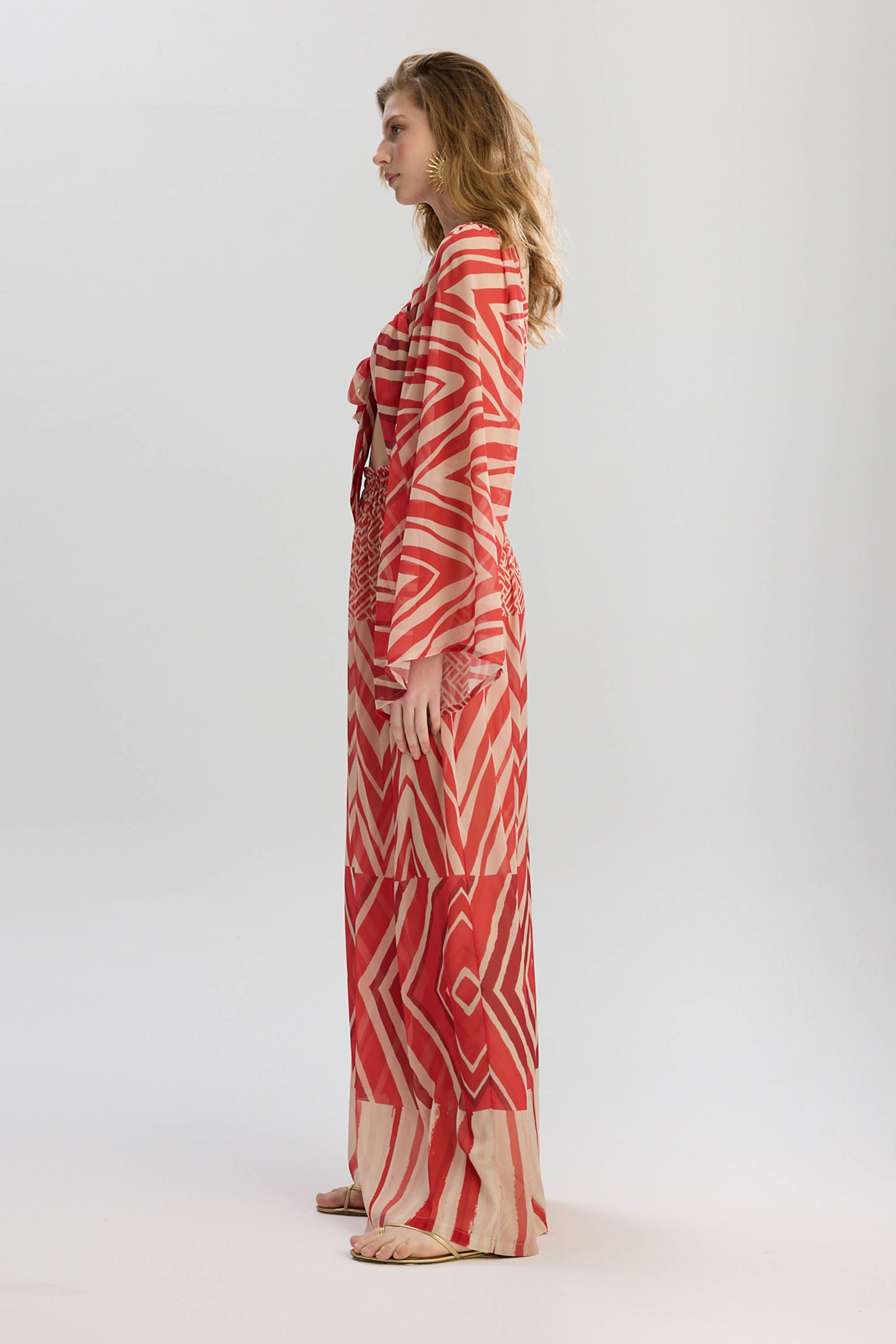 Aruba Loose Fit Elastic Waist Long Pants - Red