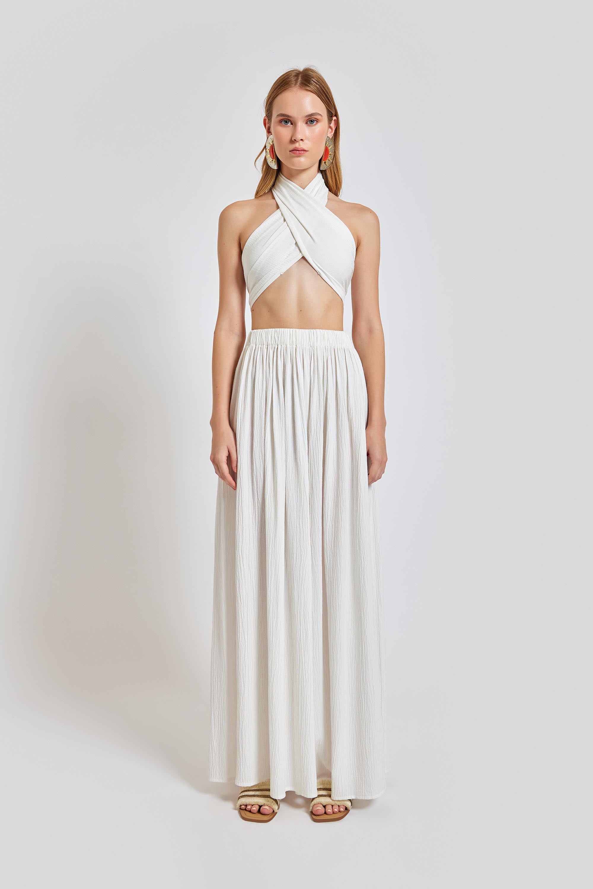 Amalfi Cross Neck Bustier Top - White