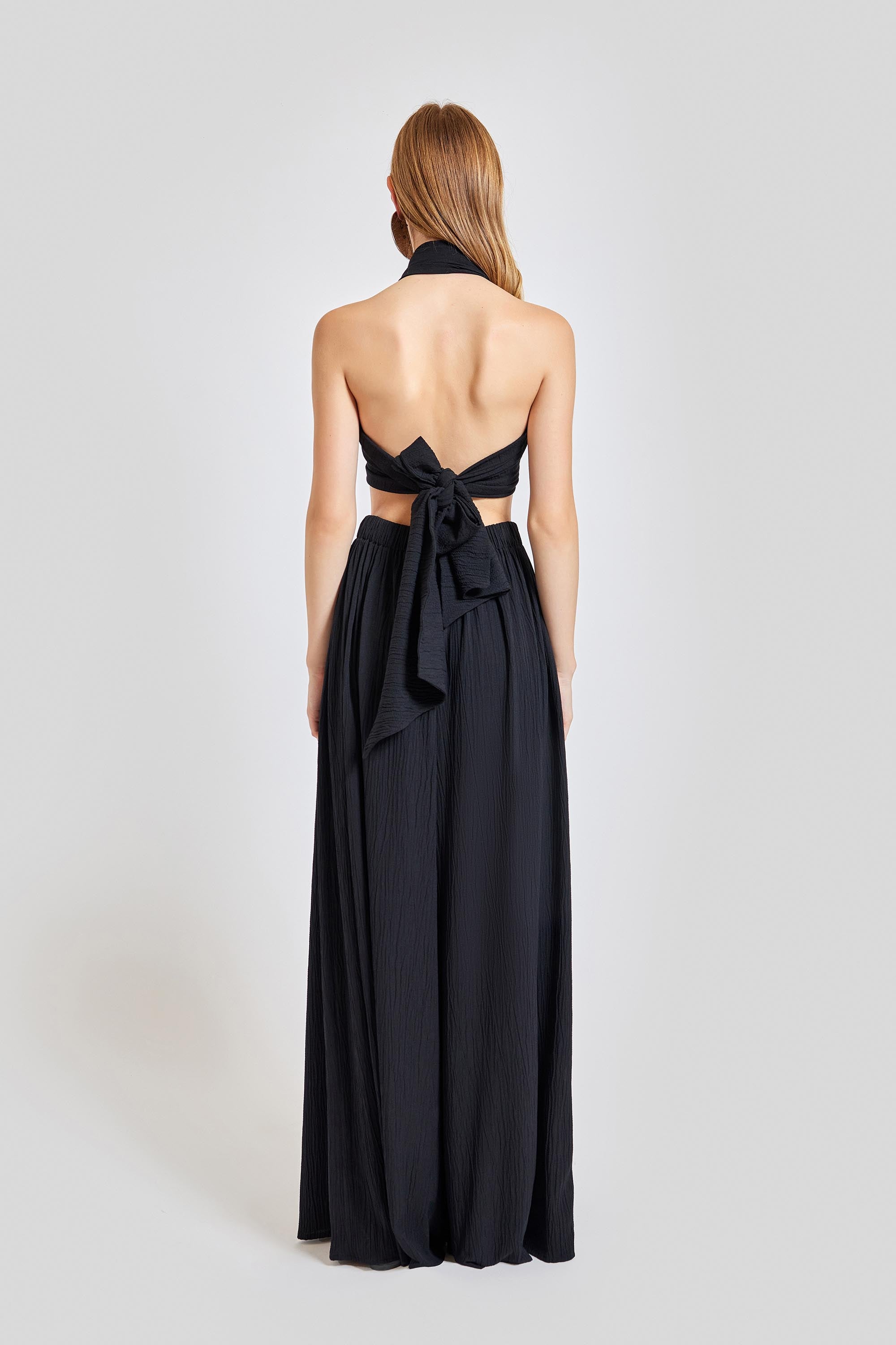 Amalfi Cross Neck Bustier Top - Black